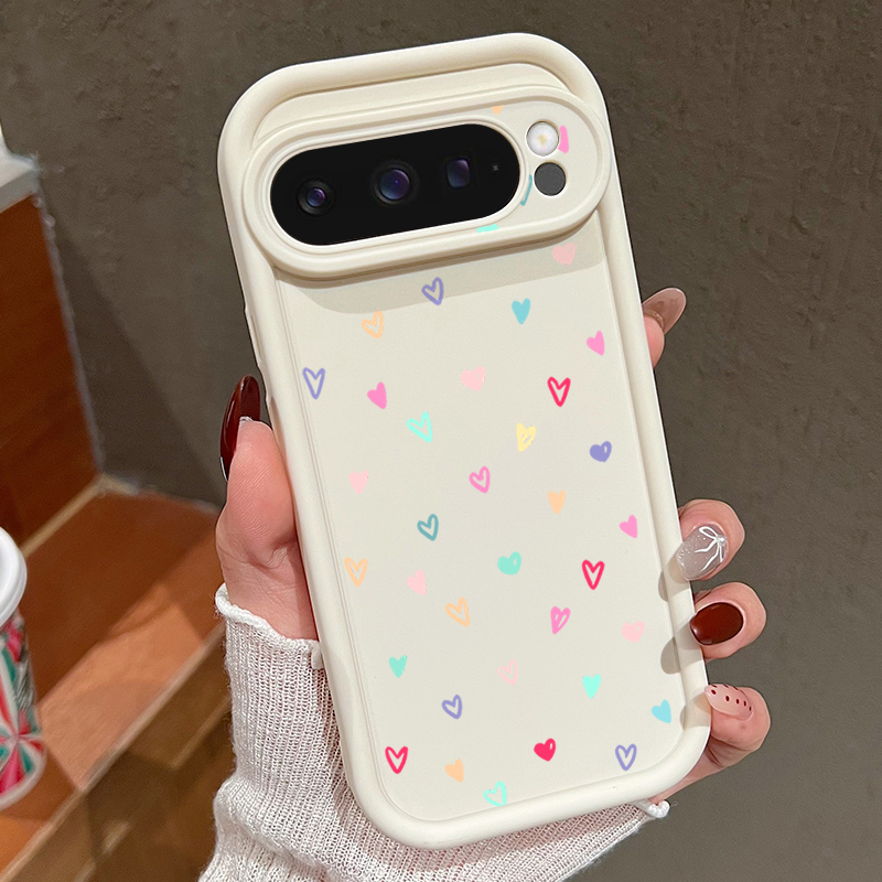 Google Pixel 9 Pro - 컬러풀한 작은 하트 소프트 케이스 구글