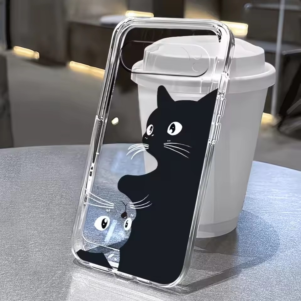 Google Pixel 9 Pro - 핫 카와이 만화 검은 고양이 패턴