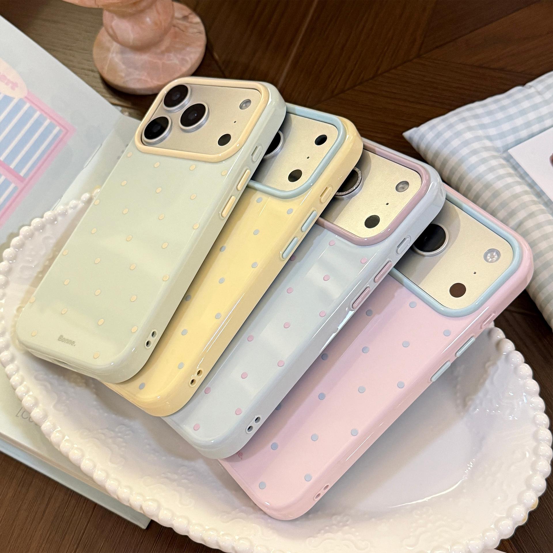 INS 한국식 물방울 무늬 캔디 컬러 소프트 TPU 폰 - Apple Iphone 15 리뷰 및 가격